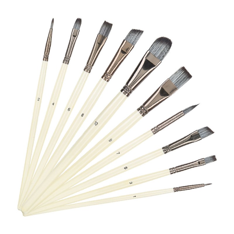 10pcs Nylon Hair Gouache Artist Paint Brush Portable Oil Painting