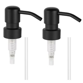 Suanti Stainless Steel Black Soap Dispenser Pump,28MM Soap Pump Replacement for Sanitizer, Lotion, Shampoo, Conditioner (2 Pack)