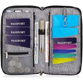 Passport Wallet, Teemyaa Travel Wallet Passport Holder for Family, RFID Blocking Travel Document Organizer for Women & Men, Waterproof Travel Neck Pouch for Ticket Cash Coins