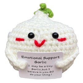 Emotional Support Garlic Pickle Gifts for Men Women, Positive Crochet Crocheted Garlic Plush Plushies Home Decor
