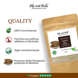 Oils and Herbs Adding Health to Life Oils and Herbs Natural Akarkara Root Powder- 100% Pure - No Added Fillers or Preservatives - Pellitory root- 300G