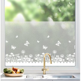 DKTIE Window Privacy Film with Installation Tools, Adhesive Peel and Stick Stained Glass Static Cling No Glue Waterproof for Home Decor (E, 17.7'' x 78.7'')