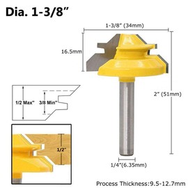 Gasea 3pcs 1/4-Inch Shank 45 Degree Lock Miter Router Bits Set, 1-3/8", 1-1/2", 2" Cutting Diameter Woodworking Cutter Tools Set