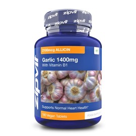 Garlic Tablets 1400mg, 2100mcg Allicin per Tablet with Added Vitamin B1. Supports Heart Health. 180 Vegan Tablets. 6 Months Supply.