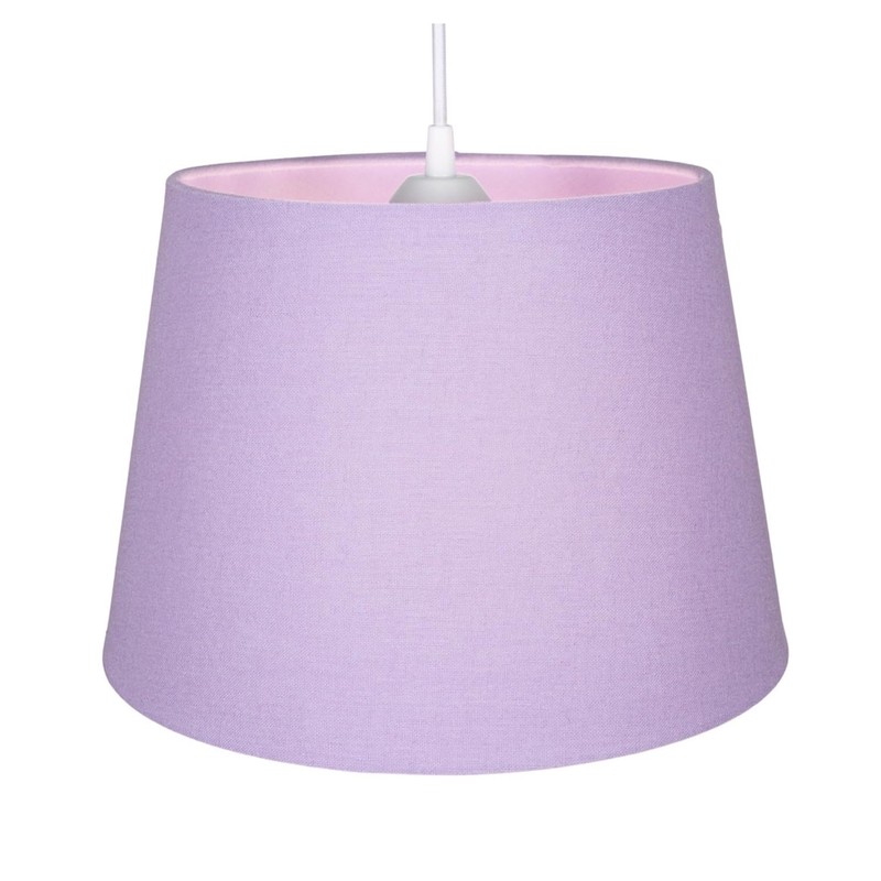 Traditional 8 Inch Soft Lilac Linen Fabric Drum Table/Pendant Lamp