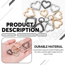 Woakpe 16PCS Llavero Surtido Kit, 0.62" 0.7" 0.78" 1" (ID) Llavero en Forma de Corazón Clip Mosquetón de Oro con Resorte de Gatillo Llaveros Creativos Llaveros en Forma de Corazón Set de Ganchos de Metal para Pulseras, Tarjeteros