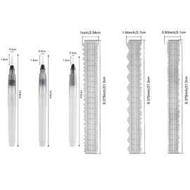 3 PCS 8.5x1Inch Metal Paper Tearing Ruler Irregular Edges with Water Brushes Ruler Deckle Edges Ruler Measuring Embossing Cutting Dies for Card Making Scrapbooking Craft DIY Cutting Dies Tools