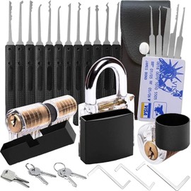 Candado con Padlock Lock Set with Keys Picks Outdoor Solid Brass Keyed Waterproof Lock Kit with Keys for Shed, Gate Set Picking Black