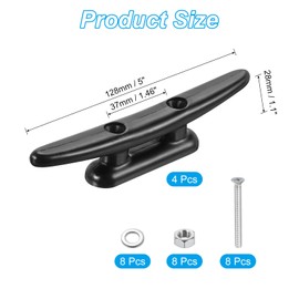 PATIKIL 5 Inch Nylon Boat Dock Cleat 4 Pack Kayak Rope Tie Cleat with Screws for Boat Docks Kayaks Marine Nautical Decor, Black