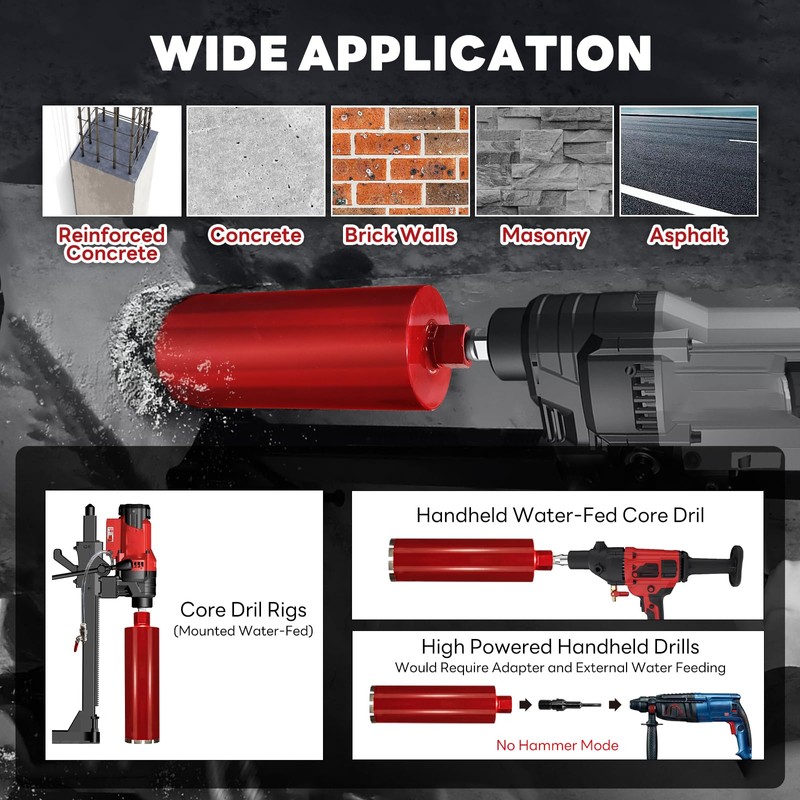 DaduoRi Premium 3" Wet Core Drill Bit for Hard Concrete