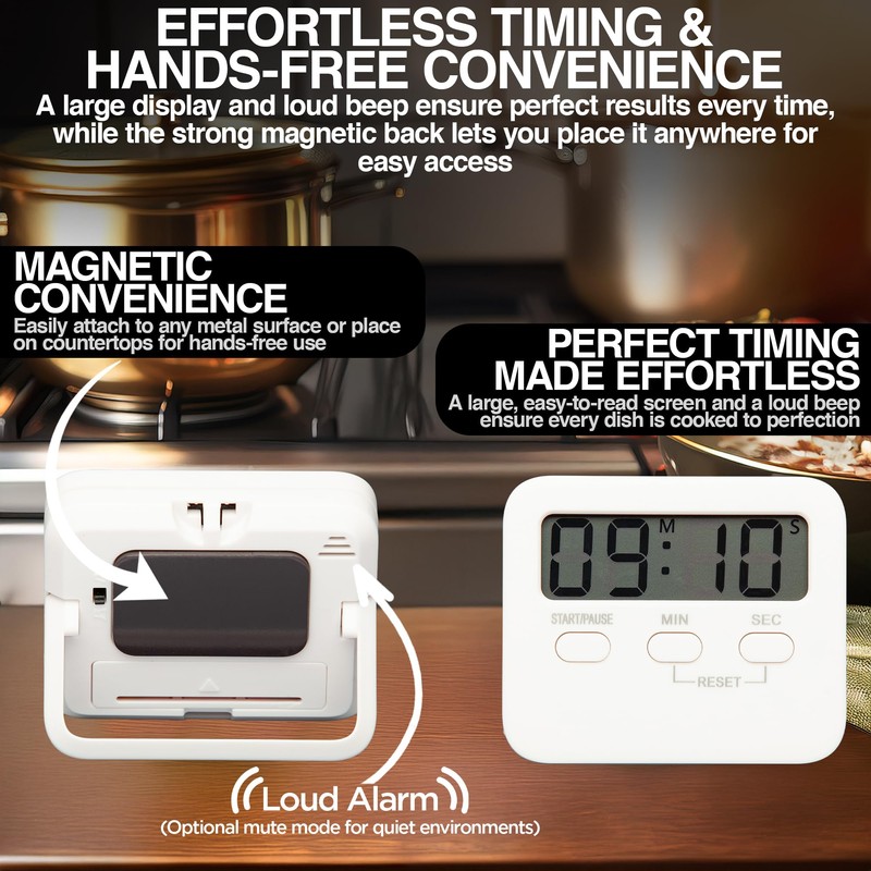 Digital Kitchen Timer Magnetic Backing Stand, Alarm LCD Timers, Timers