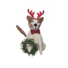 GALLERIE II Cat Reindeer W/Wreath Figurine White