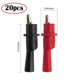 RUNCCI-YUN 20 x Multimeter Alligator Clips, Metal Crocodile Clips, Insulated, Electrical Test Clamps, Laboratory Tests, Crocodile Clips, for Multimeter Test Lead (1000V/10A) (5 Red, 5 Black)