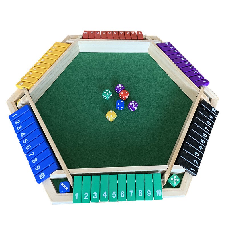 1-6 Players Shut The Box Dice Game, Wooden Board Table