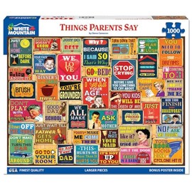 White Mountain 1000 Piece Jigsaw Puzzle Nostalgic Quotes Collage Puzzles with Large Pieces for Adults and Family 24"x30" - Things Parents Say