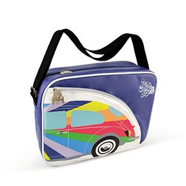 BRISA VW Collection - Volkswagen Shoulder Travel Messenger Bag with Beetle Bug Motif (Stripes/Purple)