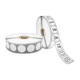 Etiqueta Circular Blanca Termica, 20x20 mm Rollo C/ 3000 etiquetas autoadhesivas, ideal para personalizar tus paquetes, promocionar tus productos, Identificar productos, cosas, etc