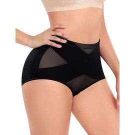 High Waisted Tummy Control Shapewear Panties for Women Body Shaper Underwear (#B Black-619,Small)