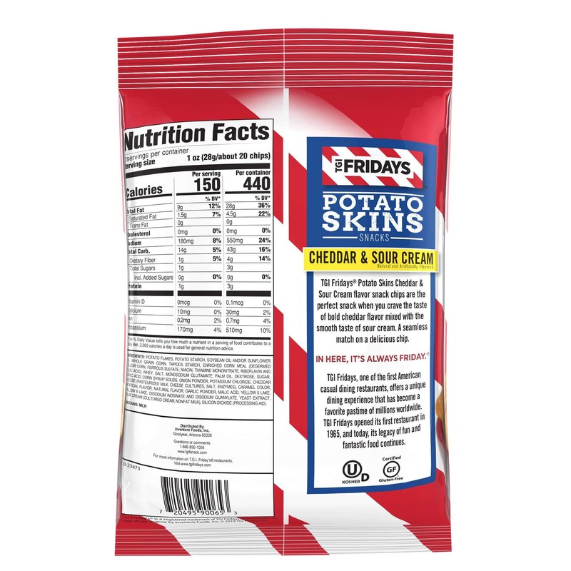 TGI Friday's, Potato Skins Snack Chips, Cheddar & Sour Cream,