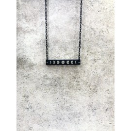 Raven Ranch Studio Lunar Phase Moon Phase Horizontal Bar Necklace Black Moon Jewelry Crescent Moon