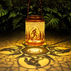 YISITEONE Bigfoot Outdoor Solar Lanterns, Garden Waterproof Metal Hanging Decor Lights for Patio Yard Pathway Lawn Front Porch, Big Foot Sasquatch Birthday Gardening Gifts for Men Women Mom Grandma