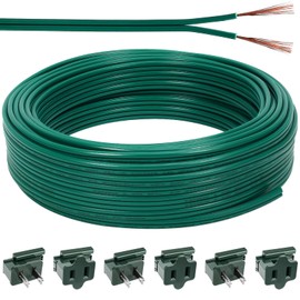 60FT SPT-1 Christmas Electrical Wire with 6pcs Vampire Plugs,18 Gauge Wire 2 Conductor Electrical Wire,18/2 Low Voltage Wire,18 AWG Wires Flexible Wires Extension Cord for Xmas Holiday Outdoor Light