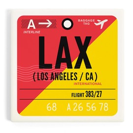Los Angeles, California, LAX, Luggage Tag (Absorbent Ceramic Coaster, Single, Cork Back, Kitchen Table Decor)