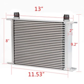 High Performance Aluminum 28Row 10AN Universal Engine Transmission Silver Oil Cooler+7" Fixed Cooling Black Fan Kit