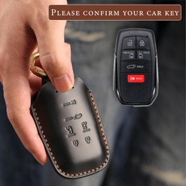 Rulansda for Toyota Sienna Key fob Cover. Compatible with Toyota Sienna LE Limited Platinum XLE XSE '21-'25 Remote Entry Smart Key 6 Button Smart Leather Car Key Protector Key Case Fob Chain/Black