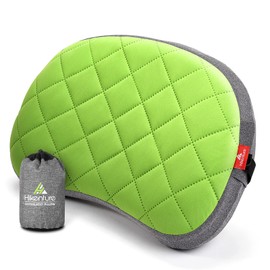 HIKENTURE Inflatable Camping Pillow with Removable Cover, Travel Pillow, Inflatable Lightweight, Ergonomic Pillow On the Go, Inflatable Pillow Camping Pillow Outdoor, Inflatable Pillow Green
