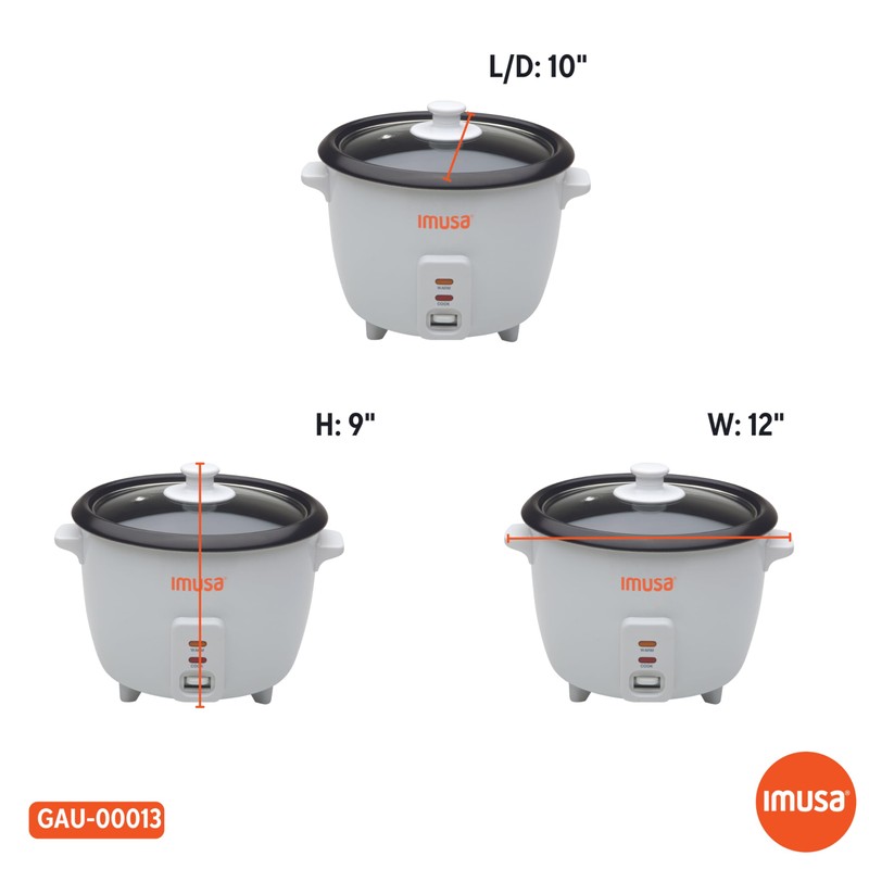 IMUSA USA GAU-00013 Electric Nonstick Rice Cooker 8-Cup (Uncooked) 16-Cup