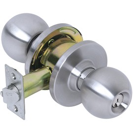 Tell Manufacturing Heavy Duty Commercial Storeroom Knob with a Cylindrical Latch, C Keyway, Tested ANSI Grade 2, Certified UL 3 Hour Rating, Square T Strike, CL100006 and CL500006 Ball Knob KC2300