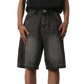 EMMIOL Mens Baggy Jean Shorts Loose Fit Denim Shorts Men Summer Casual Jorts Y2k Hip Hop Short Jeans Streetwear Clothes
