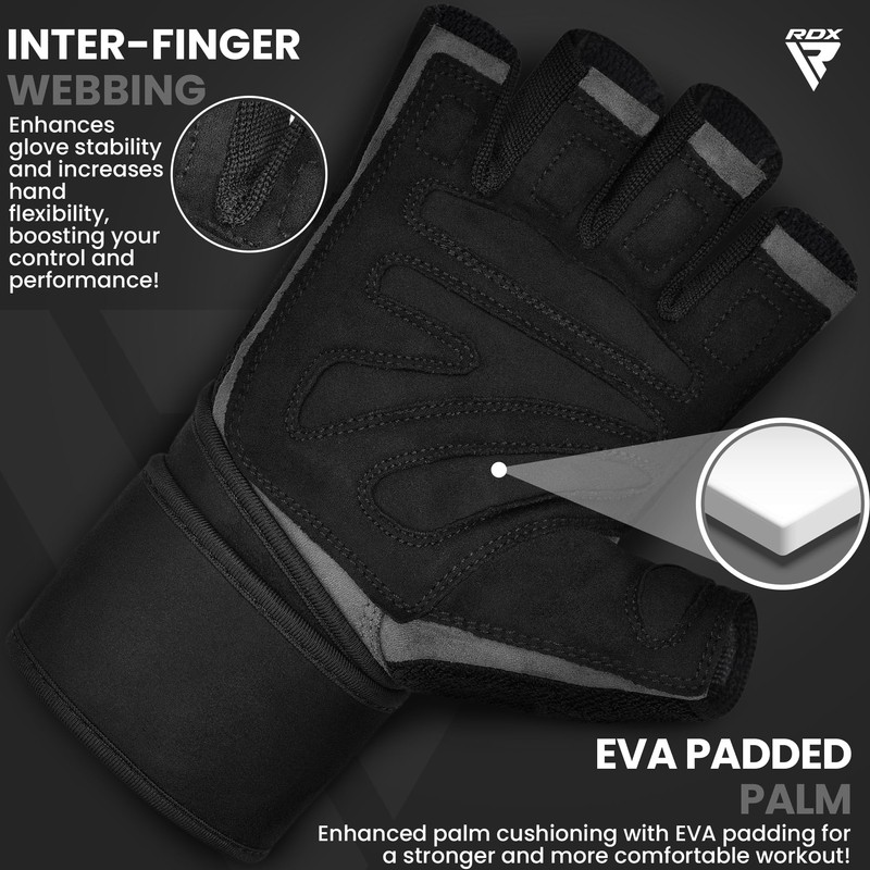 RDX Weight Lifting Gloves Leather Cowhide Gym Crossfit Workout Powerlifting