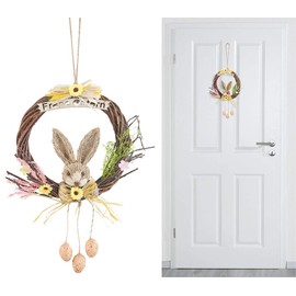 PEARL Easter wreath: Willow wreath for hanging, with German lettering "Frohe Oster" and Easter decoration (Easter decoration wreath)