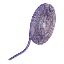 MECCANIXITY Rhinestone Ribbon Self Adhesive Crystal Rhinestone Strips 3 Yard Bling Rhinestone Ribbon Roll 2 Rows for DIY Crafts Wedding Clothing Nails Decoration, Purple