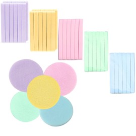 120 Pieces Compressed Facial Sponge Makeup Remover Wash Pads Round Face Cleansing Sponge for Exfoliating Mask,Makeup Removal (120 Count, Yellow,Pink,Blue,Purple,Green)
