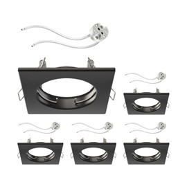 ledscom.de 5 Pieces Ceiling recessed Frame RIR recessed Frame Black matt Angular (LED/Halogen/MR16/50mm) incl. GU5.3 Socket