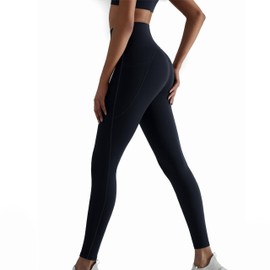 Body Conscious Women's High Waist Sports Leggings with Buach Control, Lycra® Spandex Provides Figure Shaping, Stretch, and Breathable, Yoga Pants with Pocket, Fitness Clothing for Workout, Jogging,
