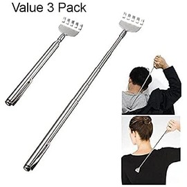3 Pack Compact Extendable Telescopic Back Scratcher with Pocket Clip