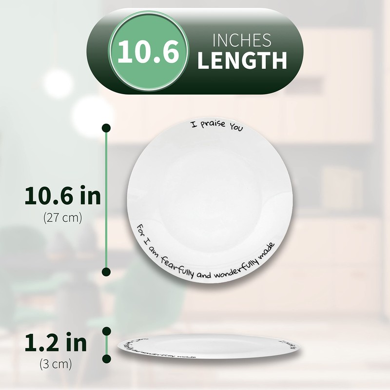 ChitChat Ware Porcelain Dinner Plates, 4Pcs White Round Dessert or