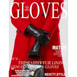 Neiicty Super Warm Fur Lined Leather Gloves Women Touchscreen Texting Driving Gloves Simple Classic Style Black Small