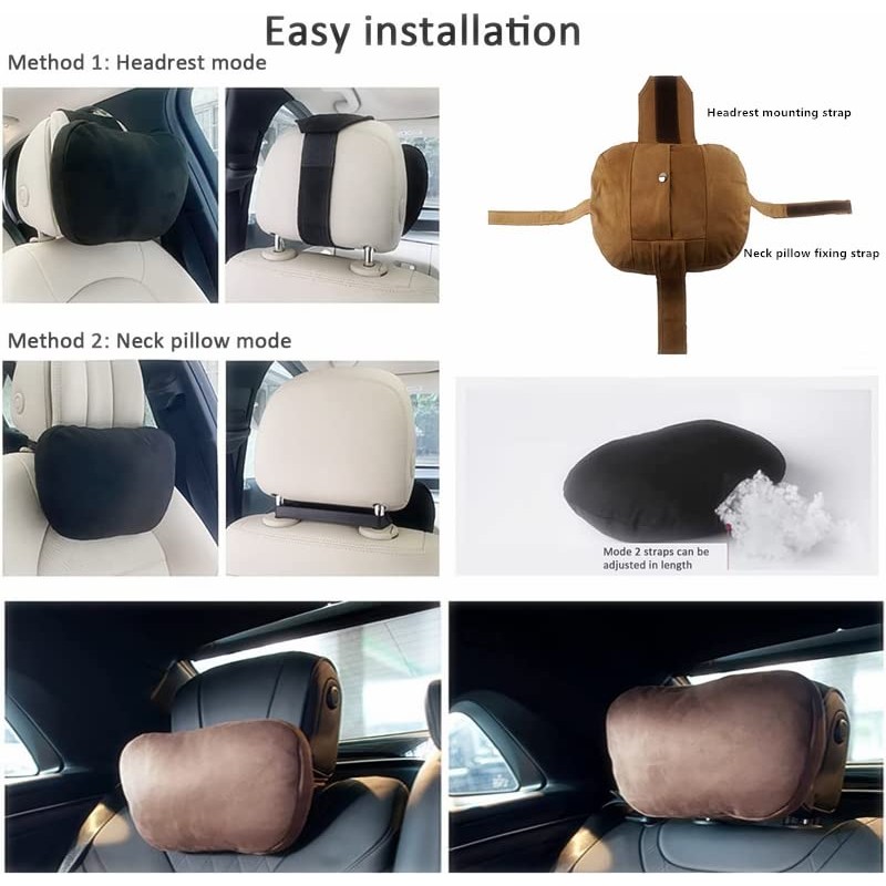 Jachenyue 2Pcs Car Neck Pillows for headrests,for Travel Interior Accessories