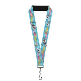 Buckle-Down Lanyard - Olaf Pose I LOVE WARM HUGS Stripe Blues
