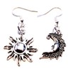Antique Silver, Mismatched Sun & Moon Earrings on Sterling Silver