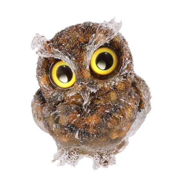 mookaitedecor Resin Owl Figurine and Crystal Stones Animal Crystal Bird Statue Sculpture for Home Office Decoration Tiger's Eye