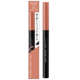 Kiss Me Ferme Lip Liner N 03, Peach Beige, 0.006 oz (0.18 g), Anti-Fall Lip Liner, Mouth Corner, Hollow Out Type