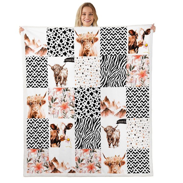 Highland Cow Throw Blanket for Bed Sofa Couch Cow Print