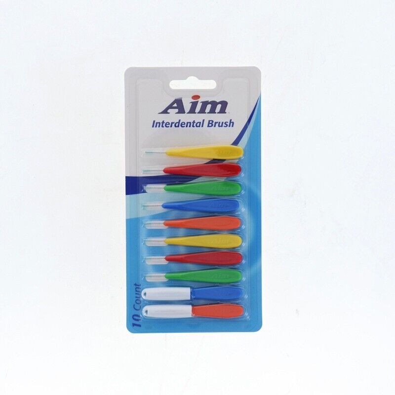 Aim Interdental Floss Brush Removes Plaque Between Teeth Pack Of