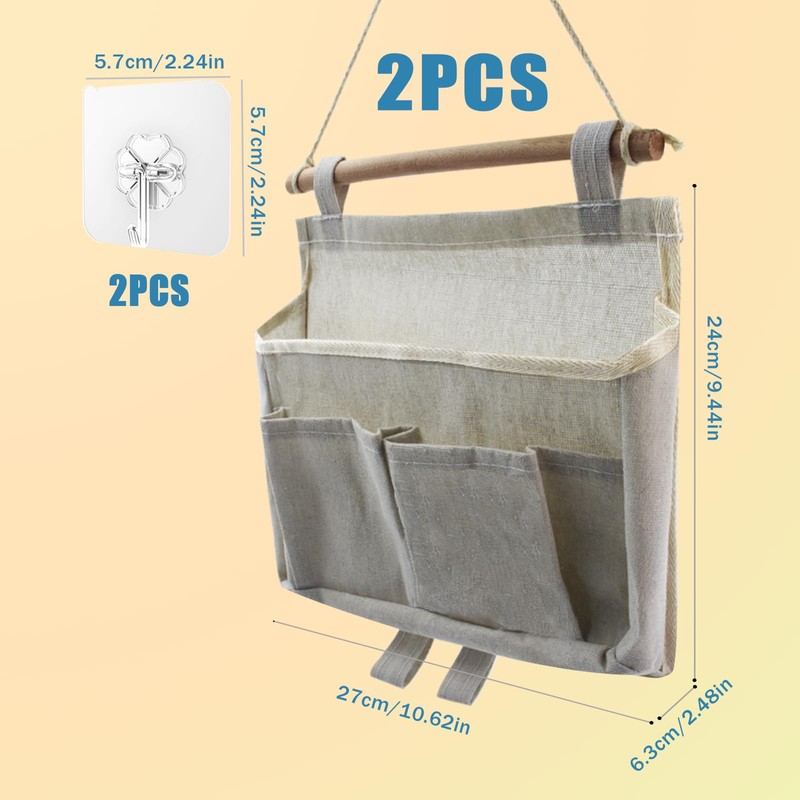 Surplex Pack of 2 Grey Wall Hanging Storage Bag, Waterproof